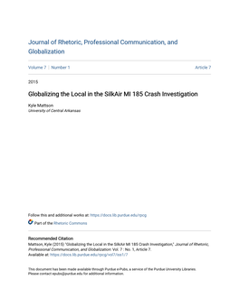 Globalizing the Local in the Silkair MI 185 Crash Investigation