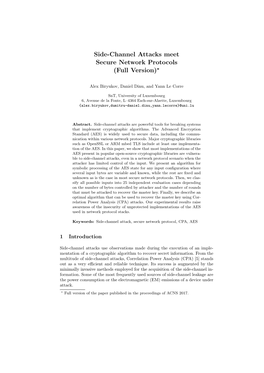 Side-Channel Attacks Meet Secure Network Protocols (Full Version)?