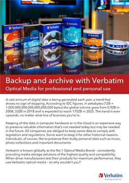 Backup and Archive with Verbatim Optical Media for Professional and Personal Use