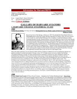 Gallary of Harvard Aviators 1