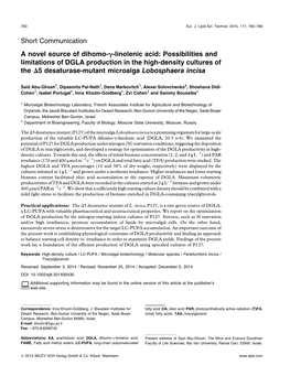 Linolenic Acid: Possibilities and Limitations of DGLA Production in the High-Density Cultures of the D5 Desaturase-Mutant Microalga Lobosphaera Incisa