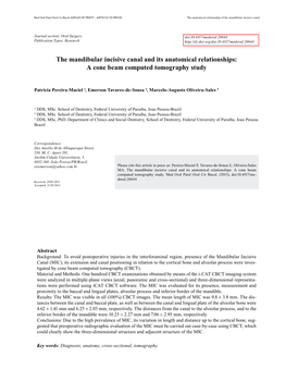 The Mandibular Incisive Canal and Its Anatomical Relationships: a Cone Beam Computed Tomography Study