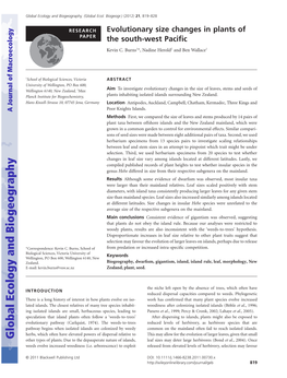 Evolutionary Size Changes in Plants of the Southwest Pacific
