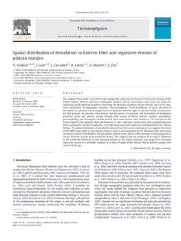 Spatial Distribution of Denudation in Eastern Tibet and Regressive Erosion of Plateau Margins