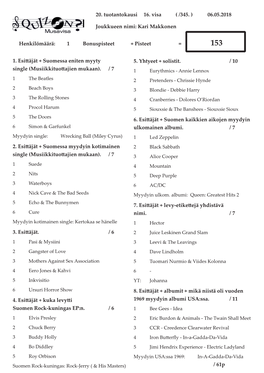 1. Esittäjät + Suomessa Eniten Myyty Single (Musiikkituottajien Mukaan). / 7 2. Esittäjät + Suomessa Myydyin Kotimainen Sing