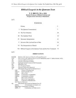 Biblical Exegesis in the Qumram Texts