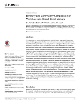 Diversity and Community Composition of Vertebrates in Desert River Habitats