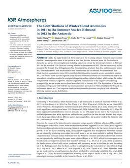 The Contributions of Winter Cloud Anomalies in 2011 to the Summer Sea-Ice Rebound in 2012 in the Antarctic