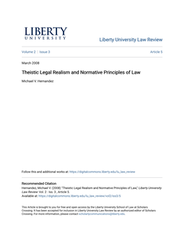 Theistic Legal Realism and Normative Principles of Law