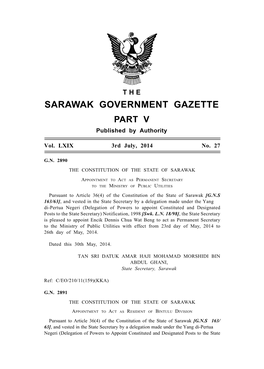 SARAWAK GOVERNMENT GAZETTE 3Rd July, 2014] 1903