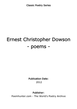 Ernest Christopher Dowson - Poems