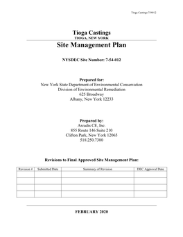 Site Management Plan