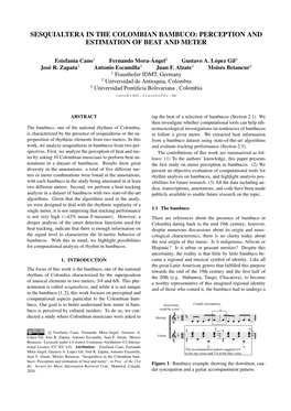 Sesquialtera in the Colombian Bambuco: Perception and Estimation of Beat and Meter