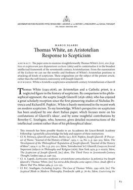H Omas White, an Aristotelian Response to Scepticism