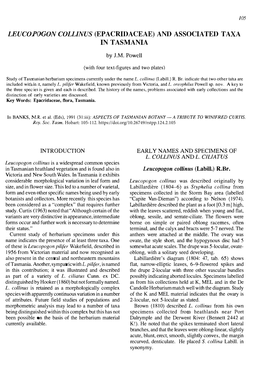 Leucopogon Coll/Nus (Epacridaceae) and Associated Taxa in Tasmania