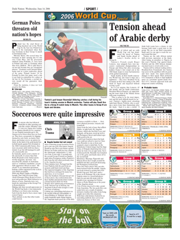 Tension Ahead of Arabic Derby