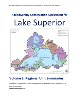A Biodiversity Conservation Assessment for Lake Superior, Volume 2: Regional Unit Summaries