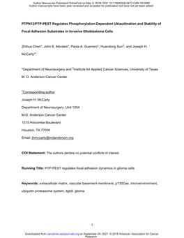 PTPN12/PTP-PEST Regulates Phosphorylation-Dependent Ubiquitination and Stability Of