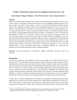 1 Viability of Symbiodinium Dispersed by the Stoplight Parrotfish