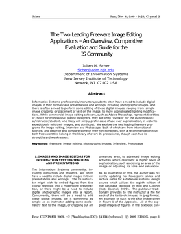 The Two Leading Freeware Image Editing Applications – an Overview, Comparative Evaluation and Guide for the IS Community