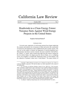 Nuisance Suits Against Wind Energy Projects in the United States