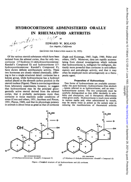 Hydrocortisone Administered Orally in Rheumatoid Arthritis