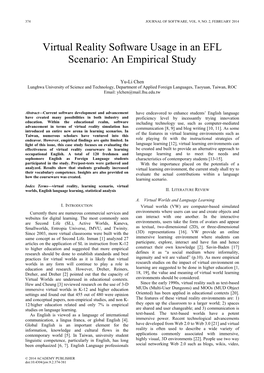 Virtual Reality Software Usage in an EFL Scenario: an Empirical Study