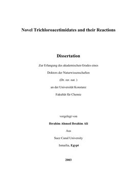 Novel Trichloroacetimidates and Their Reactions