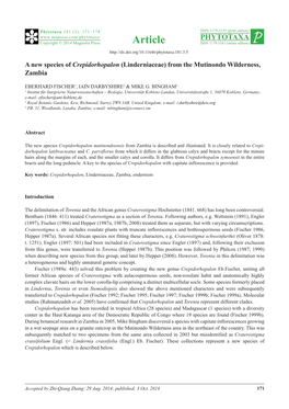 A New Species of Crepidorhopalon (Linderniaceae) from the Mutinondo Wilderness, Zambia