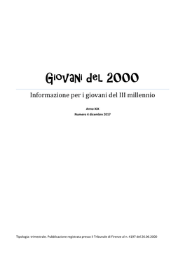 Giovani Del 2000 Informazione Per I Giovani Del III Millennio