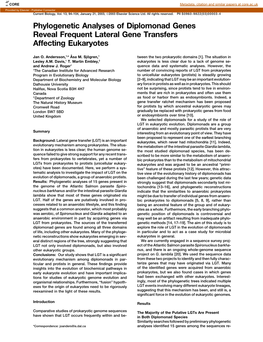 Phylogenetic Analyses of Diplomonad Genes Reveal Frequent Lateral Gene Transfers Affecting Eukaryotes