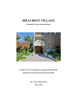 HILLCREST VILLAGE Community Needs Assessment Report