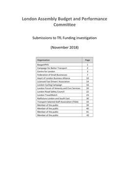 London Assembly Budget and Performance Committee