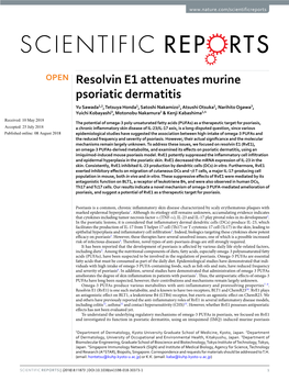 Resolvin E1 Attenuates Murine Psoriatic Dermatitis