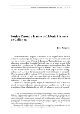 Sortida D'estudi a La Serra De Llaberia I La Mola De Colldejou