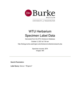 WTU Herbarium Specimen Label Data