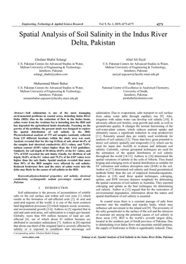 Spatial Analysis of Soil Salinity in the Indus River Delta, Pakistan