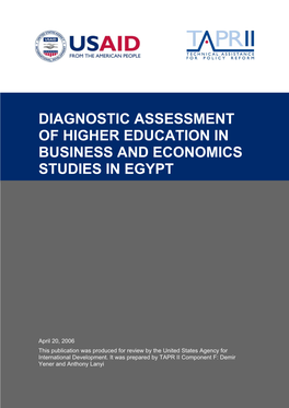 Diagnostic Assessment of Higher Education in Business and Economics Studies in Egypt