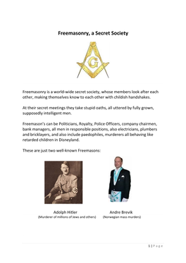 Freemasonry, a Secret Society