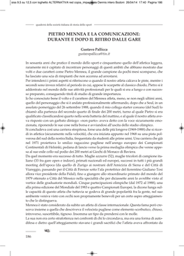 Pietro Mennea E La Comunicazione: Durante E Dopo Il Ritiro Dalle Gare