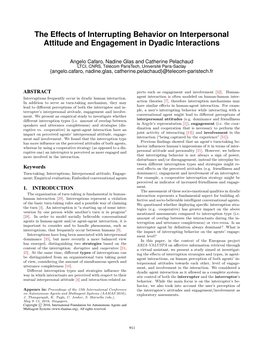 The Effects of Interrupting Behavior on Interpersonal Attitude and Engagement in Dyadic Interactions