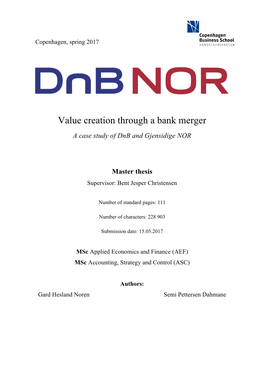 Value Creation Through a Bank Merger