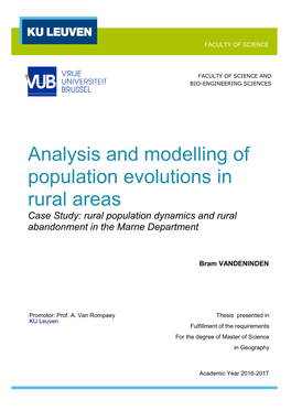 Analysis and Modelling of Population Evolutions in Rural Areas Case Study: Rural Population Dynamics and Rural Abandonment in the Marne Department