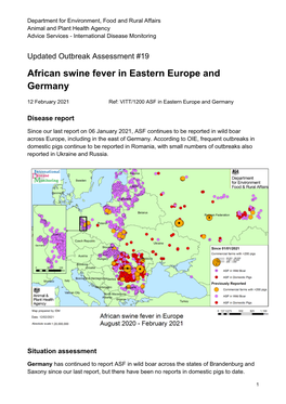 Update on ASF in Eastern Europe and Belgium