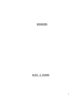 Memoirs Alice C. Evans