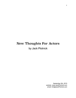 New Thoughts for Actors