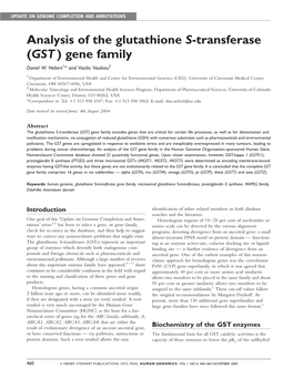 Analysis of the Glutathione S-Transferase (GST) Gene Family