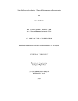 Microbial Properties of Soils: Effects of Management and Pedogenesis