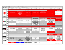 Spring 2015 Edmonton Prime Time TV Schedules 7 P.M