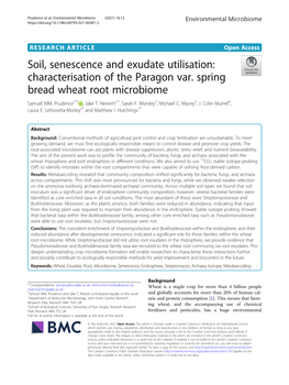 Soil, Senescence and Exudate Utilisation: Characterisation of the Paragon Var